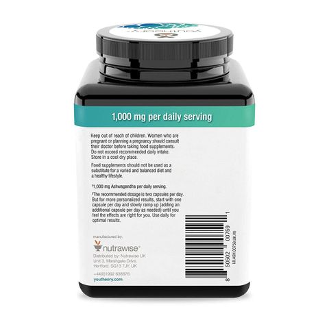 Viên uống nhân sâm Ấn Độ Youtheory Ashwagandha 1000mg - 180 viên tăng cường sức khỏe, giảm căng thẳng, cải thiện tinh thần