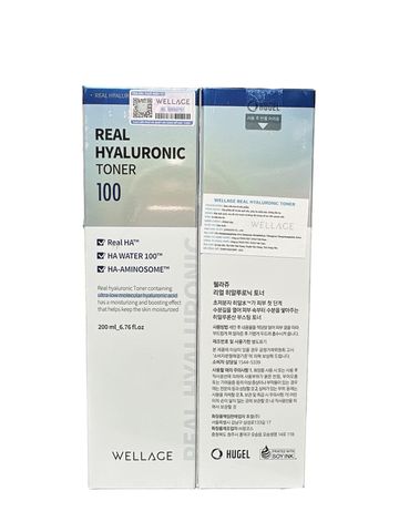 Nước Hoa Hồng Cấp Ẩm Real Hyaluronic 100 Wellage 200ml - Toner Dưỡng Ẩm Sâu, Làm Dịu Da Kích Ứng, Giúp Da Căng Mịn Rạng Rỡ