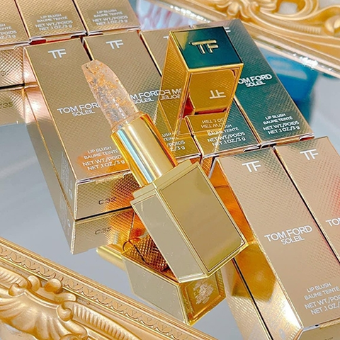 Son Dưỡng Tom Ford 24K Gold Z09 Soleil Lip Blush - Màu Hồng Phấn Sang Trọng, Cung Cấp Độ Ẩm, Dưỡng Môi Mềm Mượt