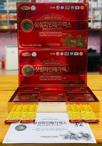 Tinh Dầu Thông Đỏ Samsung Pine Mega Max 120 Viên - Hỗ Trợ Tim Mạch, Ngăn Ngừa Tiểu Đường, Tăng Cường Sức Khỏe Bệnh Lý Huyết Áp