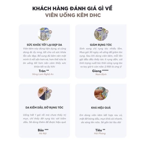 Viên uống bổ sung Kẽm DHC Zinc 60 ngày - Hỗ trợ sức khỏe da và tóc - Sản phẩm từ Nhật Bản, 60 viên