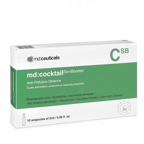 Serum Md:Ceuticals Cocktail SkinBooster Chống Ô Nhiễm, Phục Hồi Da, Dưỡng Ẩm & Ngăn Ngừa Lão Hóa - Dung Tích 10x20ml