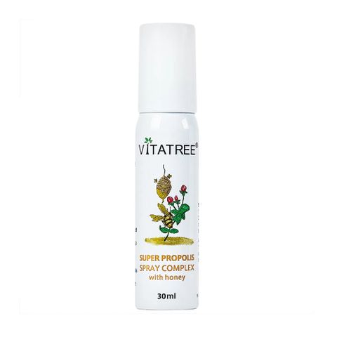 Chai Xịt Keo Ong Vitatree Super Propolis Spray 30ml - Hỗ Trợ Giảm Đau Họng và Ho với Mật Ong Manuka 15+