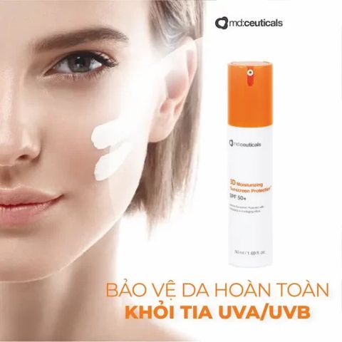 Kem Chống Nắng Md:ceuticals 3D Moisturizing Protection SPF50+ - Bảo Vệ Da Khỏi Tia UVA/UVB, Dưỡng Ẩm Hoàn Hảo Sau Thủ Thuật Thẩm Mỹ
