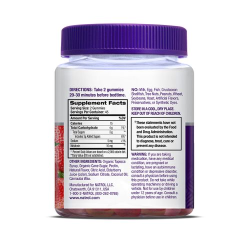 Kẹo dẻo hỗ trợ ngủ ngon Natrol Gummies 10mg Vị Dâu - Giúp Ngủ Say và Tăng Năng Lượng Sáng Hôm Sau, Thực Phẩm Chức Năng Mỹ