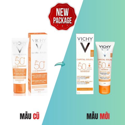 Kem Chống Nắng Vichy Capital 3 Trong 1 50mL - Bảo Vệ Da Hiệu Quả Ngăn Ngừa Đốm Nâu và Tia UV, Che Khuyết Điểm Tự Nhiên