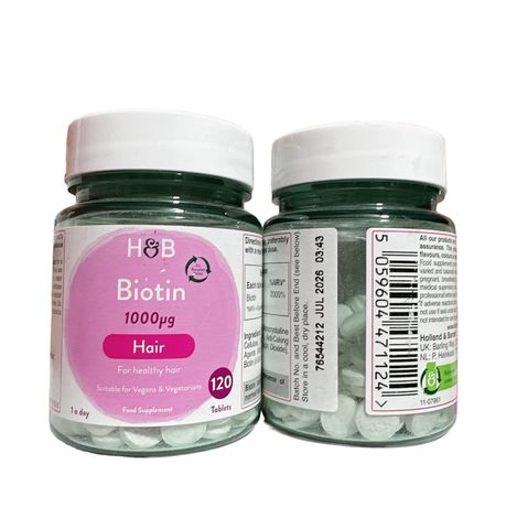 Viên Uống Holland & Barrett Biotin Hỗ Trợ Mọc Tóc 120 Viên