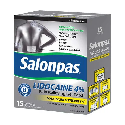 Miếng dán Salonpas LIDOCAINE giảm đau 4% Gel-Patch 15 miếng
