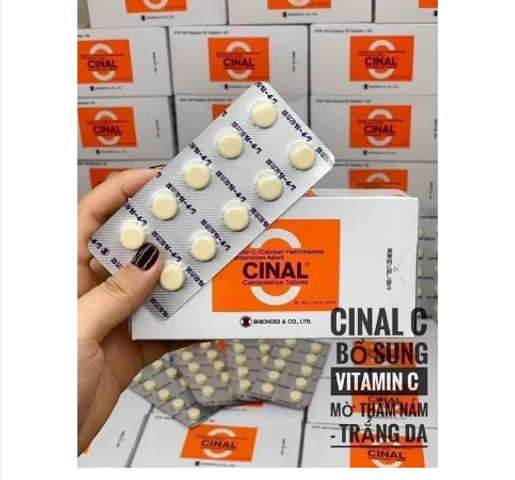 Viên Uống Trắng Da Cinal C 100 Viên - Giảm Nám, Ngừa Mụn, Vitamin C Nhật Bản, Dưỡng Da Sáng Mịn, Hỗ Trợ Collagen