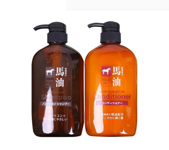 Dầu Gội Dầu Xả Mỡ Ngựa Nhật Bản Hokkaido 600ml - Mượt Mà, Dưỡng Tóc Khỏe, Không Silicon, Chăm Sóc Tóc Tự Nhiên