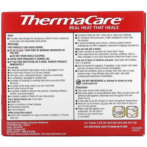 Miếng dán nóng giảm đau bụng kinh ThermaCare HeatWraps 3 miếng