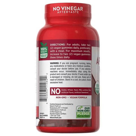 Kẹo Dẻo Giảm Cân Giấm Táo Nature’s Truth 120 Viên - Hỗ Trợ Detox, Đẹp Da, Kiểm Soát Cân Nặng, Tăng Cường Sức Khỏe