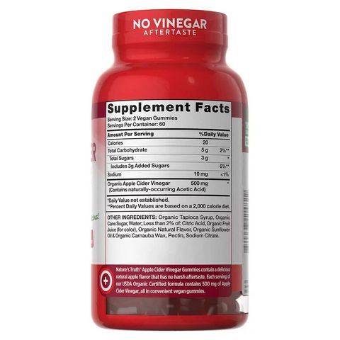 Kẹo Dẻo Giảm Cân Giấm Táo Nature’s Truth 120 Viên - Hỗ Trợ Detox, Đẹp Da, Kiểm Soát Cân Nặng, Tăng Cường Sức Khỏe