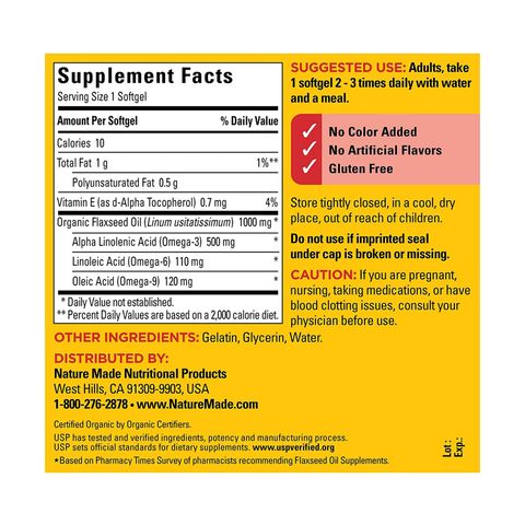 Dầu hạt lanh Omega 3 6 9 Nature Made Flaxseed oil 1400mg 300 viên