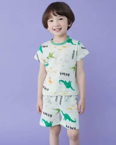 Bộ ngủ pijama cộc cho bé Dinosaur nhập khẩu Olomimi - Hàn Quốc