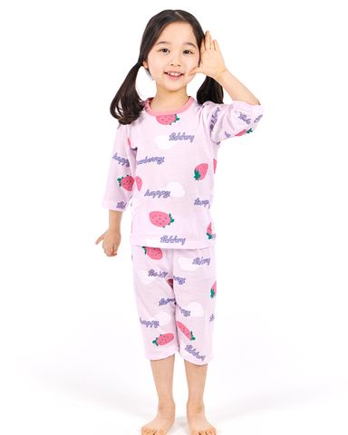 Bộ ngủ pijama lửng cho bé Pink Berry nhập khẩu Olomimi - Hàn Quốc