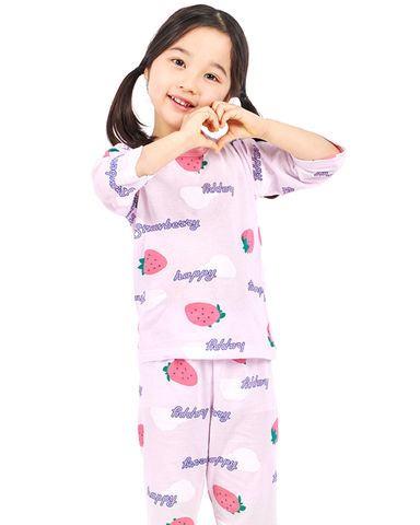 Bộ ngủ pijama lửng cho bé Pink Berry nhập khẩu Olomimi - Hàn Quốc