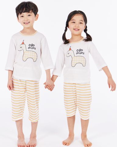 Bộ ngủ pijama lửng cho bé Yellow olo-line nhập khẩu Olomimi - Hàn Quốc