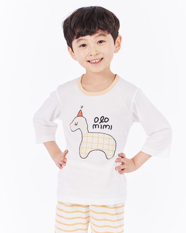 Bộ ngủ pijama lửng cho bé Yellow olo-line nhập khẩu Olomimi - Hàn Quốc