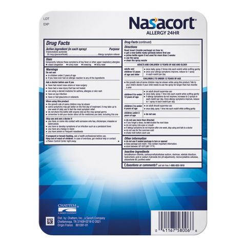 Xịt Mũi Nasacort Allergy 24H - Giảm Nghẹt, Ngứa Mũi, Hắt Xì - Bộ 4 Chai 16,9ml, Không Cồn, Không Mùi Khó Chịu