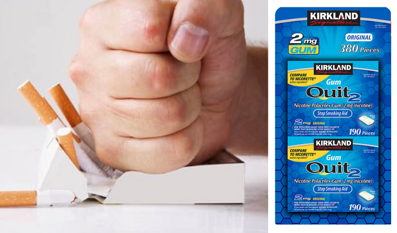 Set 2 Hộp Kẹo Cai Thuốc Lá Kirkland Signature Quit 2mg Gum - 190 Viên Hương Vị Nguyên Bản, Hỗ Trợ Giảm Cơn Thèm Thuốc Lá