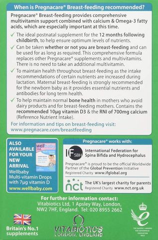 Vitamin Tổng Hợp Pregnacare Cho Phụ Nữ Sau Sinh - Bổ Sung DHA, Canxi, Vitamin D, Hỗ Trợ Phục Hồi Sức Khỏe Mẹ Và Bé - 84 Viên