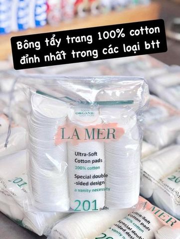 Bông Tẩy Trang Hữu Cơ Lamer 201 Miếng - 100% Cotton Siêu Mềm, Thân Thiện Với Da, Phù Hợp Mọi Loại Da, Giúp Giảm Mụn Đầu Đen