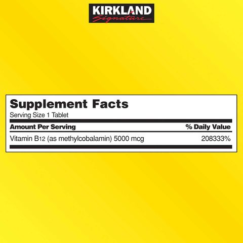 Viên Uống B12 Kirkland 5000mcg 300 Viên - Hỗ Trợ Năng Lượng, Kháng Stress, Sức Khỏe Tinh Thần Từ Mỹ