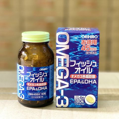 Dầu Cá Orihiro Omega 3 Nhật Bản - Viên Uống Bổ Sung Omega-3 Cho Sức Khỏe Tim Mạch, Mắt, Não - Lọ 180 Viên