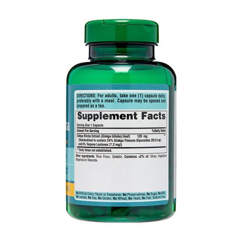 Viên uống hỗ trợ tăng cường trí nhớ Ginkgo Biloba Puritan's Pride 200 viên