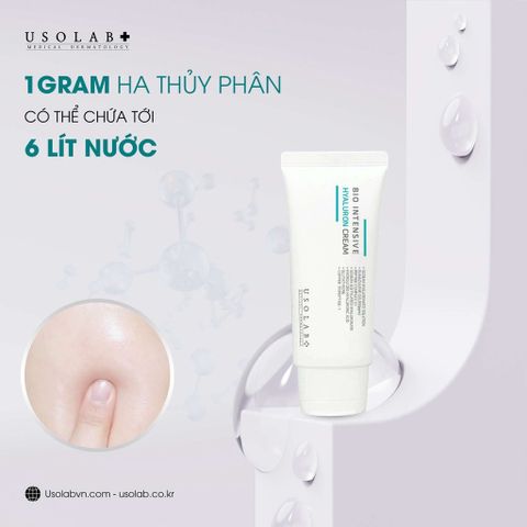 Kem Dưỡng Căng Bóng Usolab Bio Intensive Hyaluron Cream 50ml - Cấp Nước, Sáng Da, Phục Hồi Tổn Thương, Giúp Da Mịn Màng, Tươi Trẻ