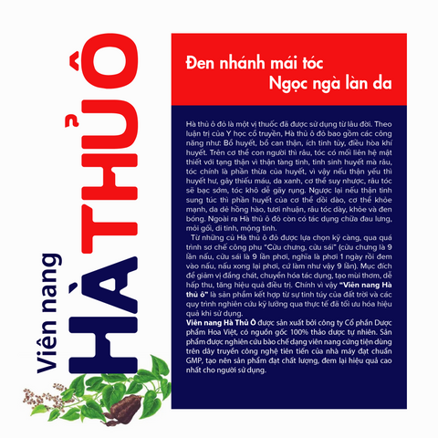 Hà Thủ Ô Đỏ Hoa Việt - Viên Uống Bổ Huyết, Hỗ Trợ Đen Râu Tóc, Giúp Ngăn Râu Tóc Bạc Sớm, 60 Viên