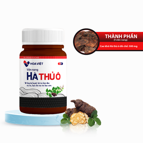 Hà Thủ Ô Đỏ Hoa Việt - Viên Uống Bổ Huyết, Hỗ Trợ Đen Râu Tóc, Giúp Ngăn Râu Tóc Bạc Sớm, 60 Viên