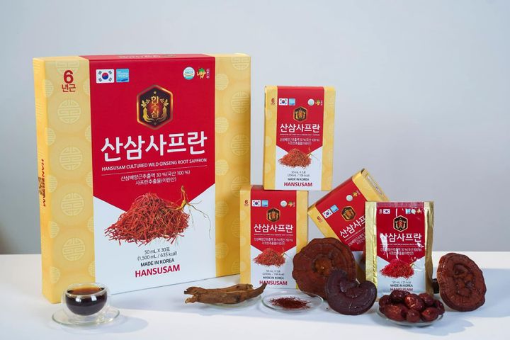 Nước hồng sâm nhụy hoa nghệ tây Hansusam Saffron 30 gói x 50ml