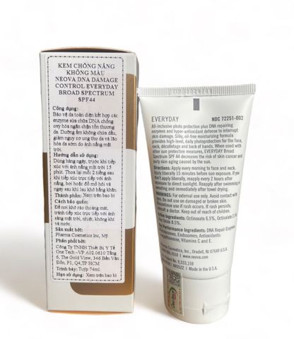 Kem Chống Nắng Neova DNA Damage Control Everyday Facial Fluid SPF 44 - Bảo vệ Da Toàn Diện, Dưỡng Ẩm, Chống Oxy Hóa, 74ml