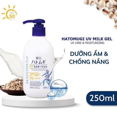 Sữa Dưỡng Thể Chống Nắng Hatomugi The UV Milky Gel SPF31 PA+++ 250ml - Dưỡng Ẩm, Làm Sáng Da, Bảo Vệ Tia UV