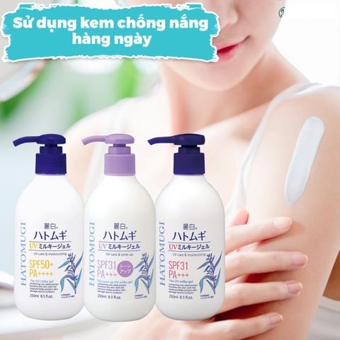 Sữa Dưỡng Thể Chống Nắng Hatomugi The UV Milky Gel SPF31 PA+++ 250ml - Dưỡng Ẩm, Làm Sáng Da, Bảo Vệ Tia UV