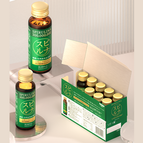 Nước Uống Siêu Vi Tảo Hayari Spirulina - Hỗ Trợ Sức Khỏe, Tăng Cường Miễn Dịch, Hộp 10 Lọ 50ml Nhật Bản