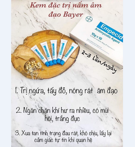 Kem giảm ngứa nấm âm đạo Empecid 1% Bayer 10g - Điều trị nấm Candida hiệu quả từ Nhật Bản