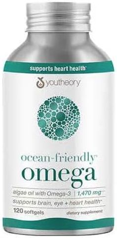 Viên uống dầu cá Omega-3 thực vật Youtheory 120 viên - Thân thiện với đại dương, hỗ trợ sức khỏe tim, não, mắt
