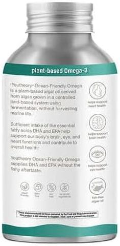 Viên uống dầu cá Omega-3 thực vật Youtheory 120 viên - Thân thiện với đại dương, hỗ trợ sức khỏe tim, não, mắt