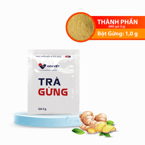 Trà Gừng Hoa Việt - Giảm Đầy Hơi, Tăng Cường Miễn Dịch, Hộp 20 Gói - Thảo Dược Tự Nhiên Giúp Tiêu Hóa và Làm Ấm Cơ Thể