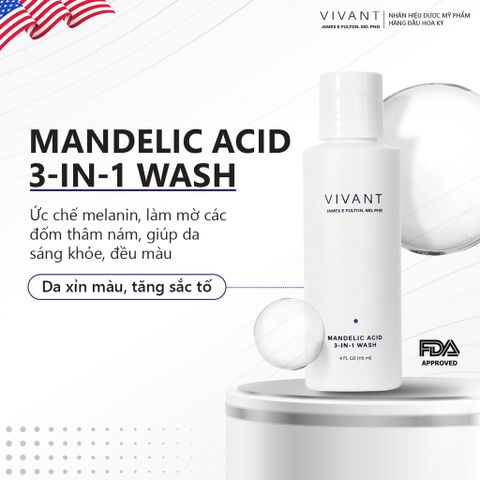 Sữa Rửa Mặt Vivant Skincare Mandelic Acid 3-In-1 115ml - Giúp Sáng Da, Ngừa Mụn, Tẩy Tế Bào Chết Cho Mọi Loại Da