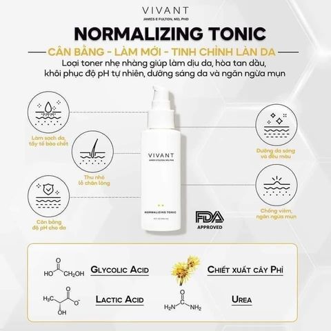 Toner Tẩy Tế Bào Chết Vivant Normalizing Tonic 118ml - Giải Pháp Cho Da Dầu Mụn, Cân Bằng, Làm Sáng, Làm Mềm Da
