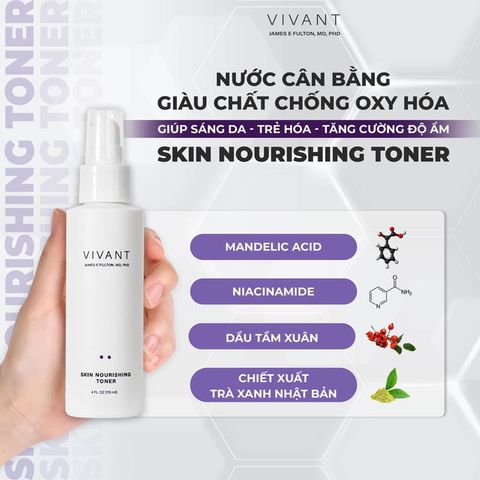 Toner Chống Oxy Hóa Vivant Skincare Dưỡng Ẩm cho Da Nhạy Cảm - 115ml, Giảm Mụn và Lão Hóa, Tinh Chất Tự Nhiên
