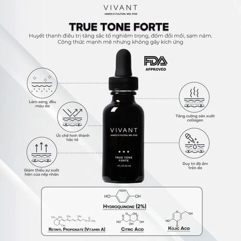 Serum Vivant True Tone Forte 30ml - Ngừa Lão Hóa, Làm Sáng Da, Đều Màu Da - Tinh Chất Chống Tăng Sắc Tố Nghiêm Trọng