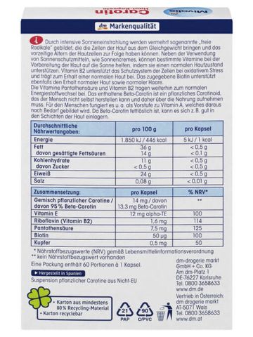 Viên Uống Chống Nắng Mivolis Carotin Đức - Bảo Vệ Da Với Vitamin A, C, E, 60 Viên Tăng Cường Kháng Nắng, Giảm Sạm Đen