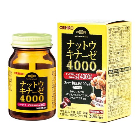 Viên uống Natto Kinase Orihiro 4000Fu Nhật Bản - Hỗ trợ tim mạch, tăng cường lưu thông máu và sức khỏe não bộ