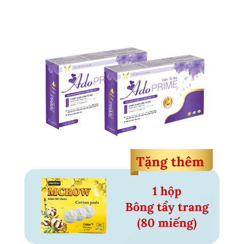 Combo 2 Hộp Viên Tố Nữ Ado Prime - Hỗ Trợ Cân Bằng Nội Tiết Tố, Giảm Triệu Chứng Tiền Mãn Kinh, Tặng Bông Tẩy Trang