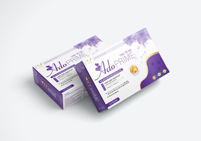 Combo 2 Hộp Viên Tố Nữ Ado Prime - Hỗ Trợ Cân Bằng Nội Tiết Tố, Giảm Triệu Chứng Tiền Mãn Kinh, Tặng Bông Tẩy Trang